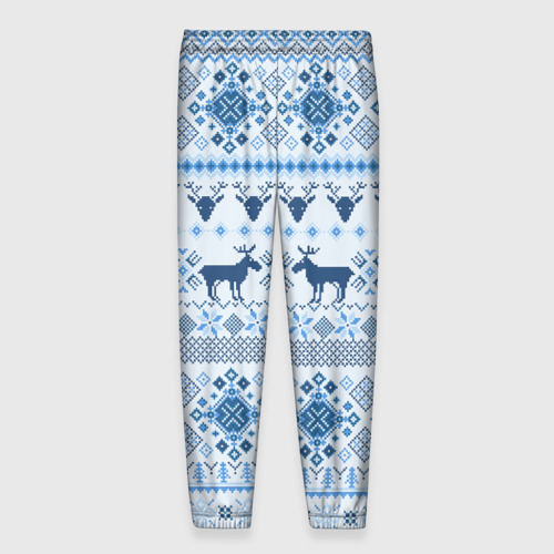 Мужские брюки 3D Blue sweater with reindeer, цвет 3D печать - фото 2