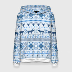 Blue sweater with reindeer – Женская толстовка 3D с принтом купить со скидкой в -32%