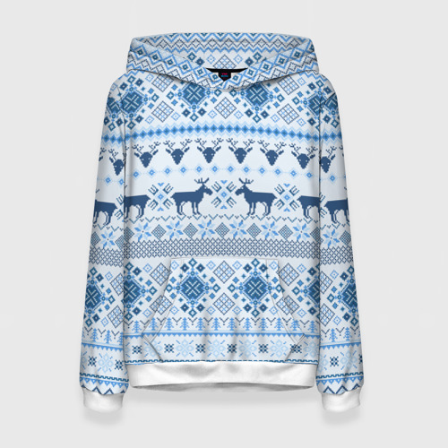 Женская толстовка 3D Blue sweater with reindeer, цвет 3D печать