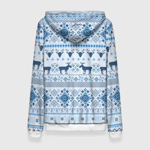 Женская толстовка 3D Blue sweater with reindeer, цвет 3D печать - фото 2