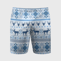 Мужские шорты спортивные Blue sweater with reindeer