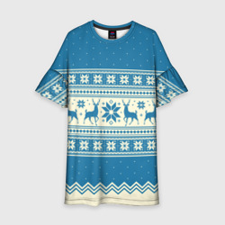 Детское платье 3D Sweater with deer on a blue background