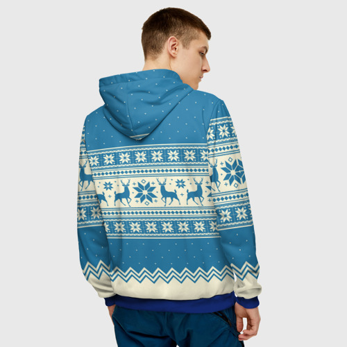 Мужская толстовка 3D Sweater with deer on a blue background, цвет синий - фото 4