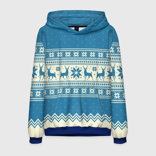 Мужская толстовка 3D Sweater with deer on a blue background, цвет синий