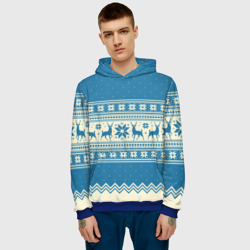 Мужская толстовка 3D Sweater with deer on a blue background - фото 2