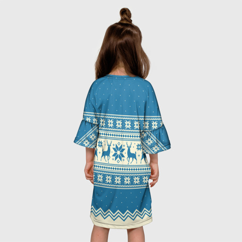 Детское платье 3D Sweater with deer on a blue background, цвет 3D печать - фото 5