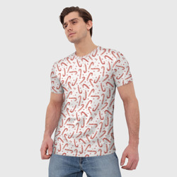 Мужская футболка 3D Caramel cane new year's pattern - фото 2