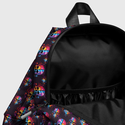 Детский рюкзак 3D с принтом Череп покрытый стекающей краской паттерн, фото #4