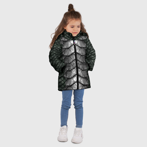 Зимняя куртка для девочек 3D с принтом Dragon scales armor, вид сбоку #3