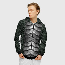 Мужская толстовка 3D на молнии Dragon scales armor - фото 2