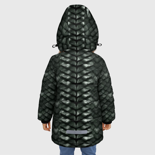 Зимняя куртка для девочек 3D с принтом Dragon scales armor, вид сзади #2