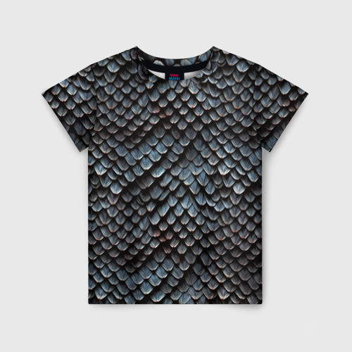 Детская футболка 3D с принтом Паттерн чешуя дракона, вид спереди #2