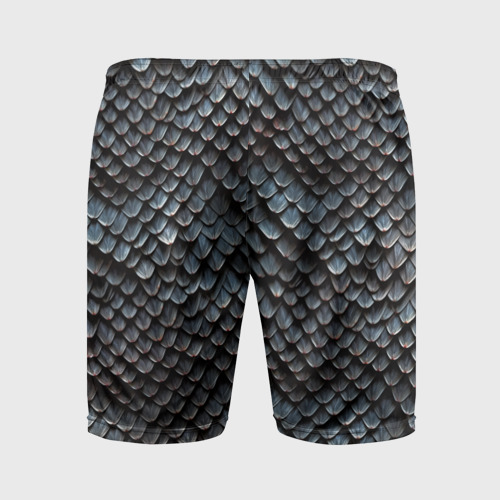 Мужские шорты спортивные с принтом Паттерн чешуя дракона, вид сзади #1