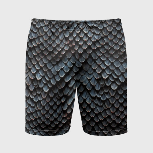 Мужские шорты спортивные с принтом Паттерн чешуя дракона, вид спереди #2