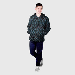 Куртка с принтом Dragon scale pattern для мужчины, вид на модели спереди №2. Цвет основы: черный
