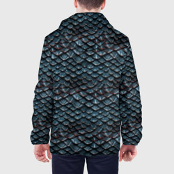 Куртка с принтом Dragon scale pattern для женщины, вид на модели сзади №2. Цвет основы: черный
