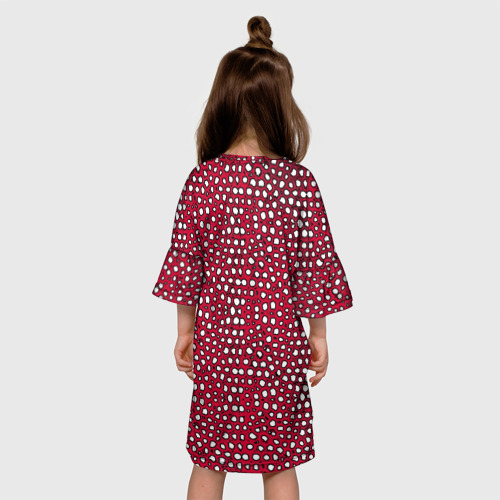 Детское платье 3D Белые пузырьки на красном фоне, цвет 3D печать - фото 5