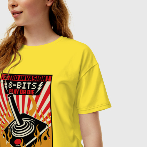 Женская футболка хлопок Oversize с принтом Retro invasion - 8 bit legend, фото на моделе #1