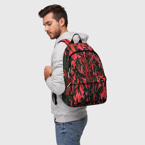 Рюкзак 3D с принтом Демонический доспех красный, фото на моделе #1