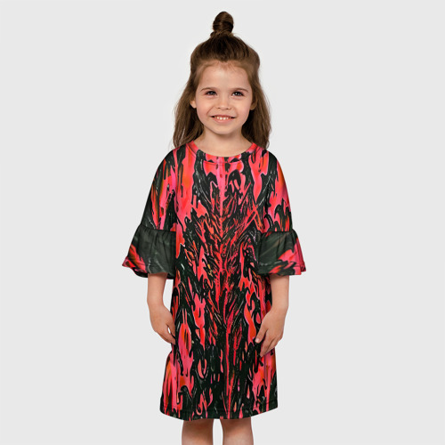 Детское платье 3D Демонический доспех красный, цвет 3D печать - фото 4