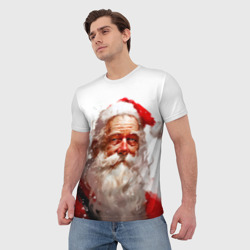 Мужская футболка 3D Добрый Санта - мазки краски - фото 2