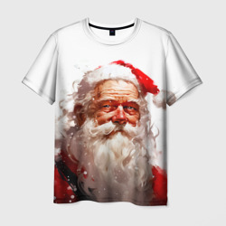 Мужская футболка 3D Добрый Санта - мазки краски