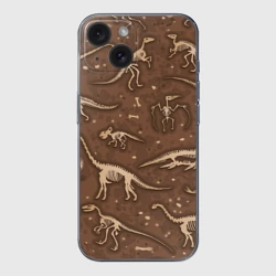 Чехол для iPhone 15 силиконовый с защитой камеры Dinosaurs bones