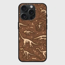 Чехол силиконовый для Apple iPhone 15 Pro Мax матовый Dinosaurs bones