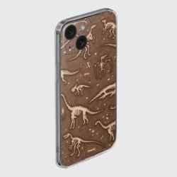 Чехол для iPhone 15 силиконовый с защитой камеры Dinosaurs bones - фото 2