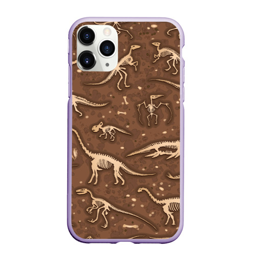 Чехол для iPhone 11 Pro матовый Dinosaurs bones, цвет светло-сиреневый