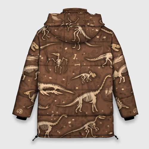 Женская зимняя куртка 3D с принтом Dinosaurs bones, вид сзади #1