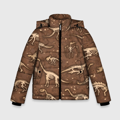 Зимняя куртка для мальчиков 3D с принтом Dinosaurs bones, вид спереди #2