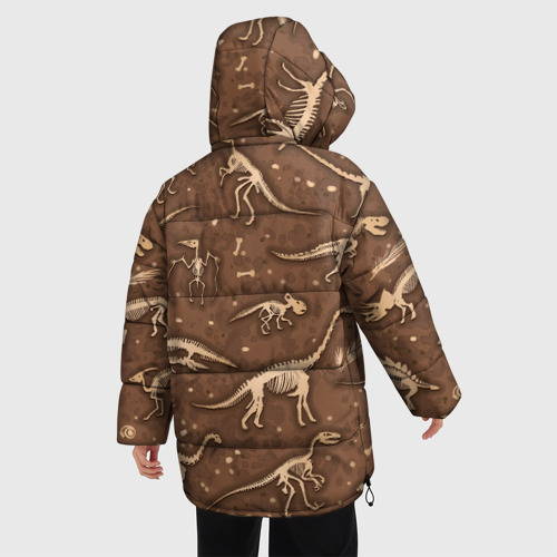 Женская зимняя куртка 3D с принтом Dinosaurs bones, вид сзади #2