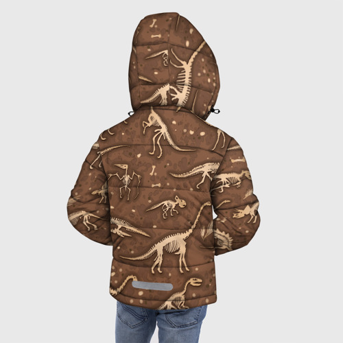 Зимняя куртка для мальчиков 3D с принтом Dinosaurs bones, вид сзади #2