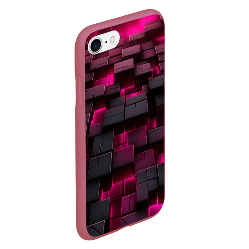 Чехол для iPhone 7/8 матовый с принтом Фиолетовые и черные камни, вид сбоку #3