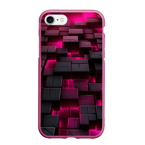 Чехол для iPhone 7/8 матовый с принтом Фиолетовые и черные камни, вид спереди #2