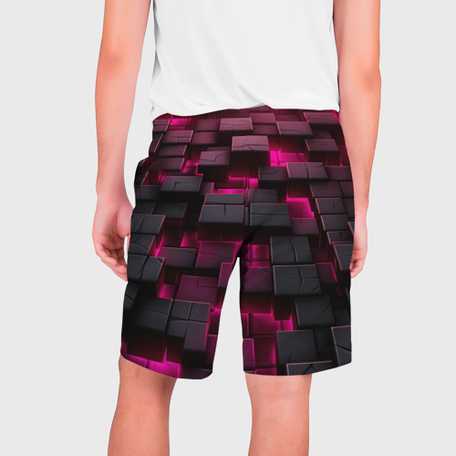 Мужские шорты 3D с принтом Фиолетовые и черные камни, вид сзади #1