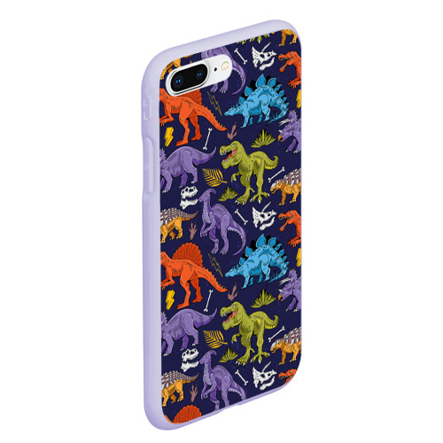 Чехол для iPhone 7Plus/8 Plus матовый Мультяшные динозавры , цвет светло-сиреневый - фото 3