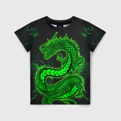 Детская футболка 3D Зеленый дракон с эффектом свечения