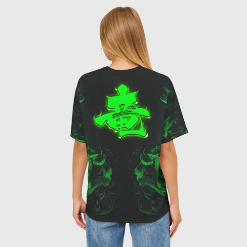 Женская футболка oversize 3D Зеленый дракон с эффектом свечения, цвет 3D печать - фото 4