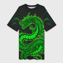 Зеленый дракон с эффектом свечения – Платье-футболка 3D с принтом купить