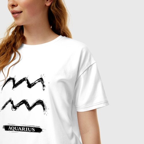 Женская футболка хлопок Oversize с принтом Aquarius, фото на моделе #1