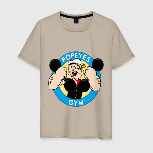 Мужская футболка хлопок с принтом Popeye GYM, вид спереди #2