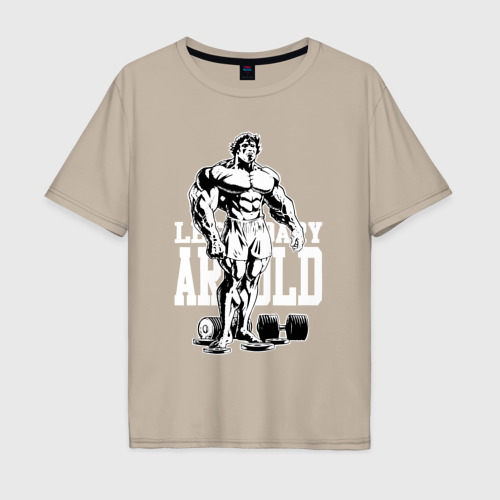 Мужская футболка хлопок Oversize Legendary Arnold - comix style , цвет миндальный
