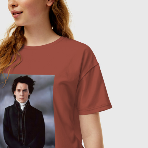 Женская футболка хлопок Oversize Икабот Крейн , цвет кирпичный - фото 3