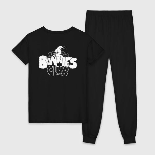 Женская пижама хлопок Newjeans - bunnies club, цвет черный - фото 2