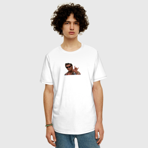 Мужская футболка хлопок Oversize James Eugene Carrey, цвет белый - фото 3