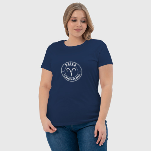 Женская футболка хлопок Aries Овен, цвет темно-синий - фото 6