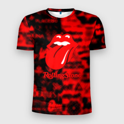 Мужская футболка 3D Slim Rolling Stones logo групп