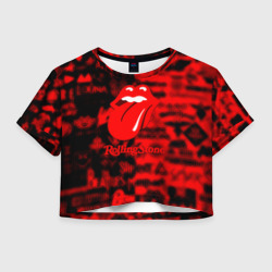 Женская футболка Crop-top 3D Rolling Stones logo групп